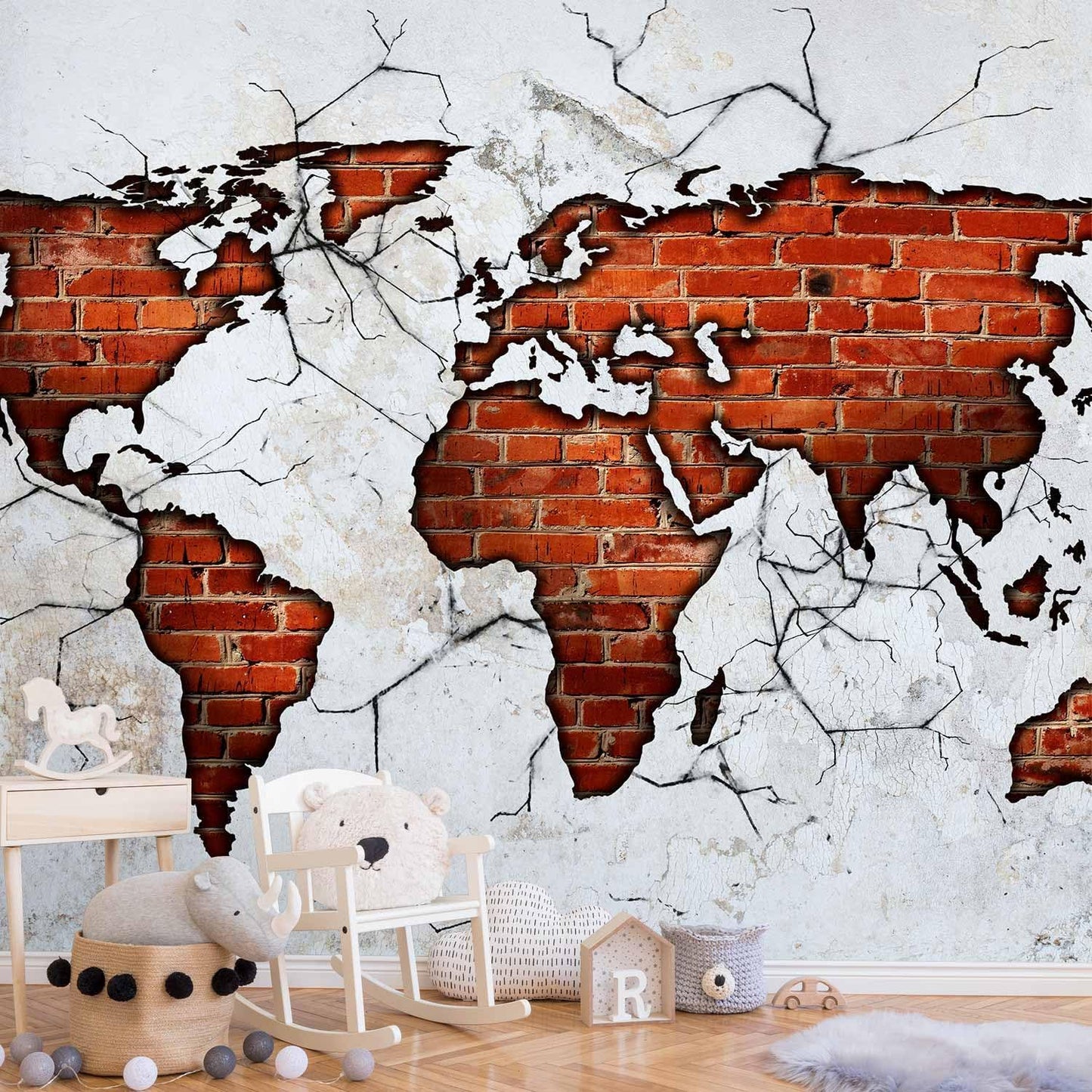 artgeist Premium Wall Mural World Map 79x55 in - XXL Non-Woven Wallpaper Fleece Wall Decor Photo Print Picture Image Design Map of The World k-A-0495-a-a