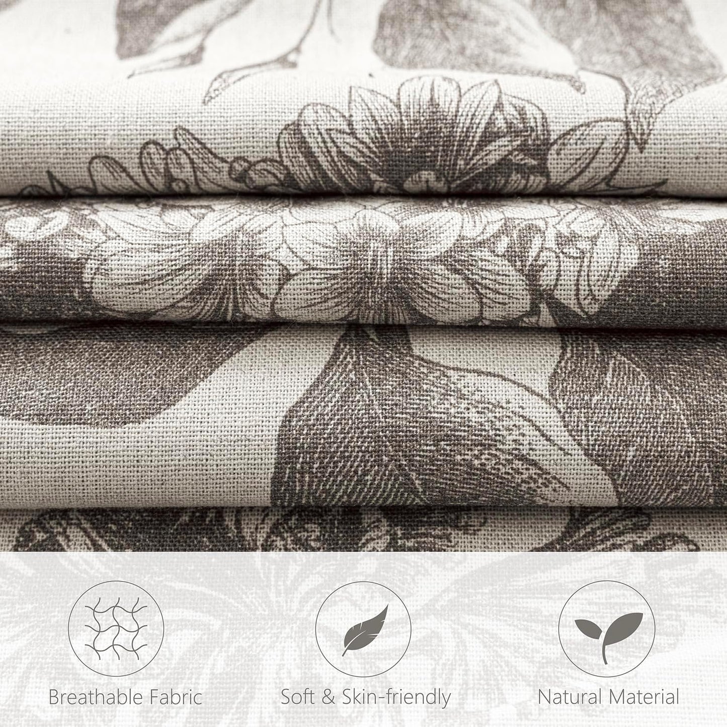 Foindtower Set of 2 Linen Floral Throw Pillow Covers Vintage Accent Print Decorative Cushion Covers Farmhouse Boho Home Decor for Sofa Chair Couch Bedroom Living Room Outdoor,24×24 Inch,Light Gray