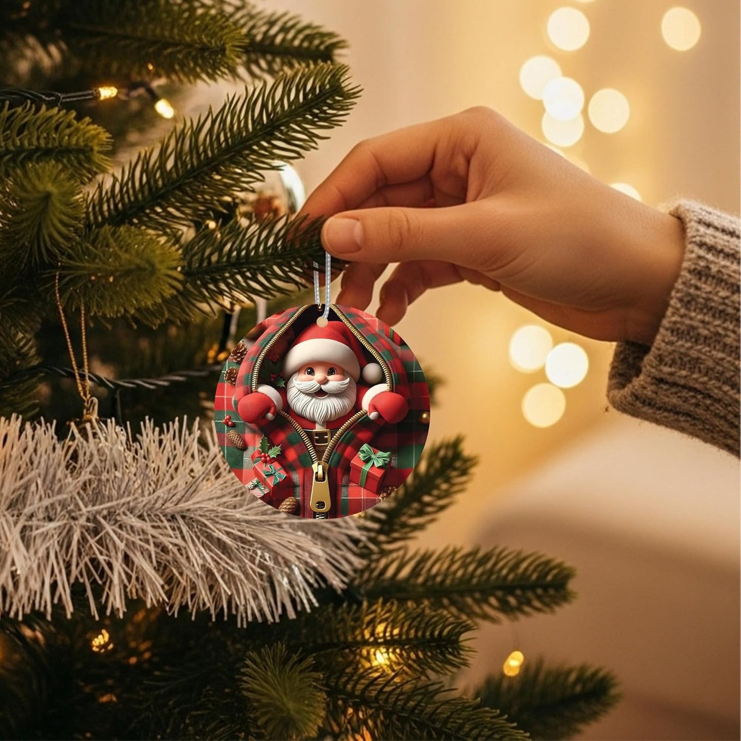 Jabihome Christmas Ornaments 2024, Exchange for Women, Men, Collectible Dated Year Ornaments for Tree, Unique Acrylic Suncatcher, Printed Stained Glass Effect Decor (Santa's Gifts)