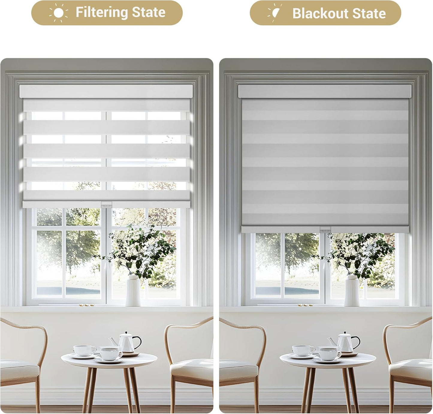 Cordless Zebra Blinds for Windows, Blackout Interior Blinds,Easy to Install,UV Protection,for Offices and Home,Custom Roller Shades, Solid Black, 12" W x 56" H