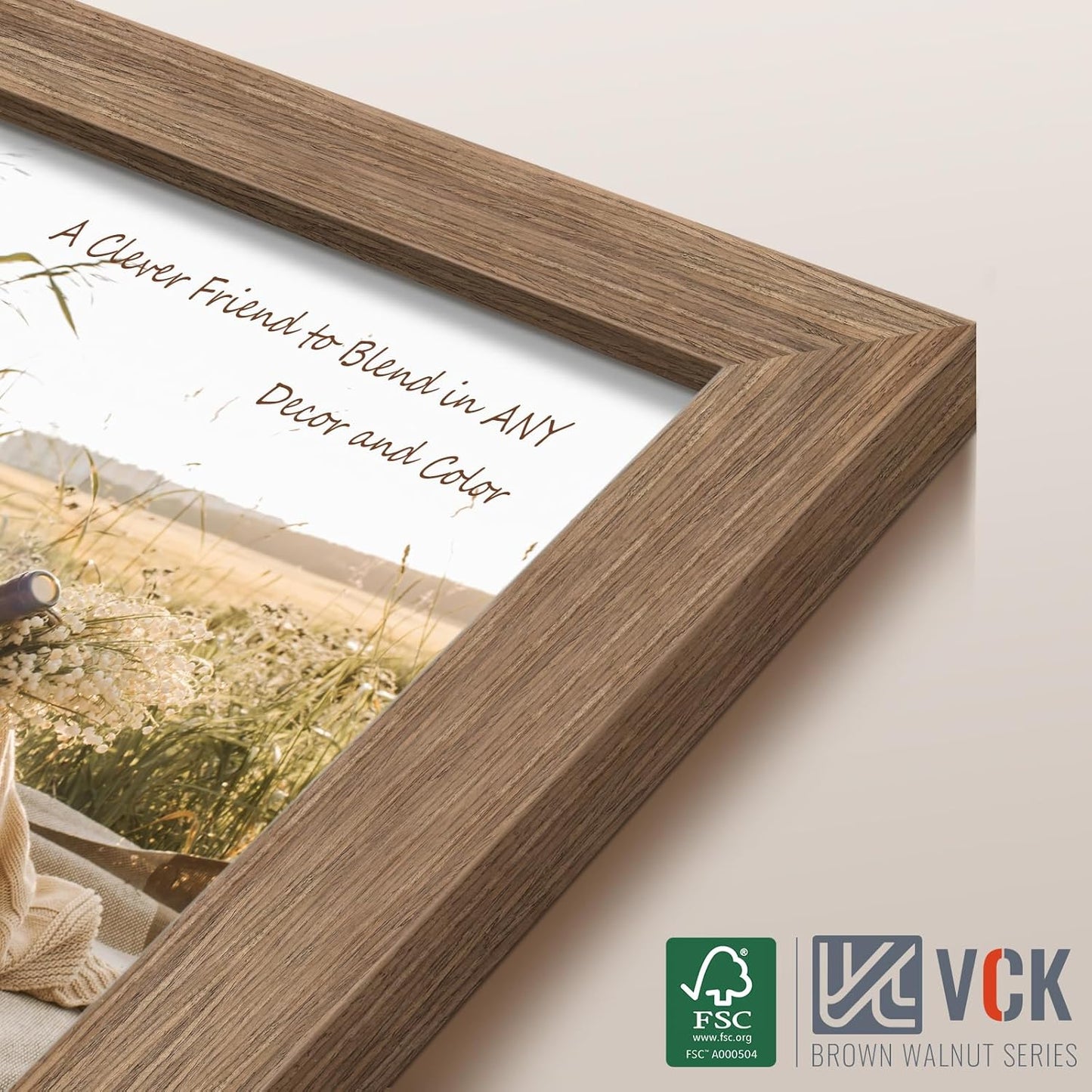 VCK 20x30 Frame 3 Pack - Brown Walnut, Natural Textured Solid Wood Poster Picture Frame, Wall Mounting Hanging