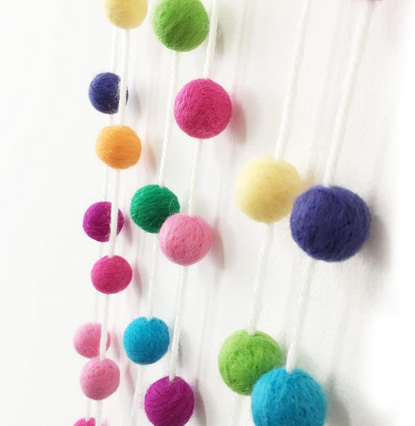 Felt Ball Garland Misscrafts 9.8 Feet 100% Wool Roving Pom Pom Garland 20mm Colorful for Baby Shower Grand Opening Party Festivals Room Decorations