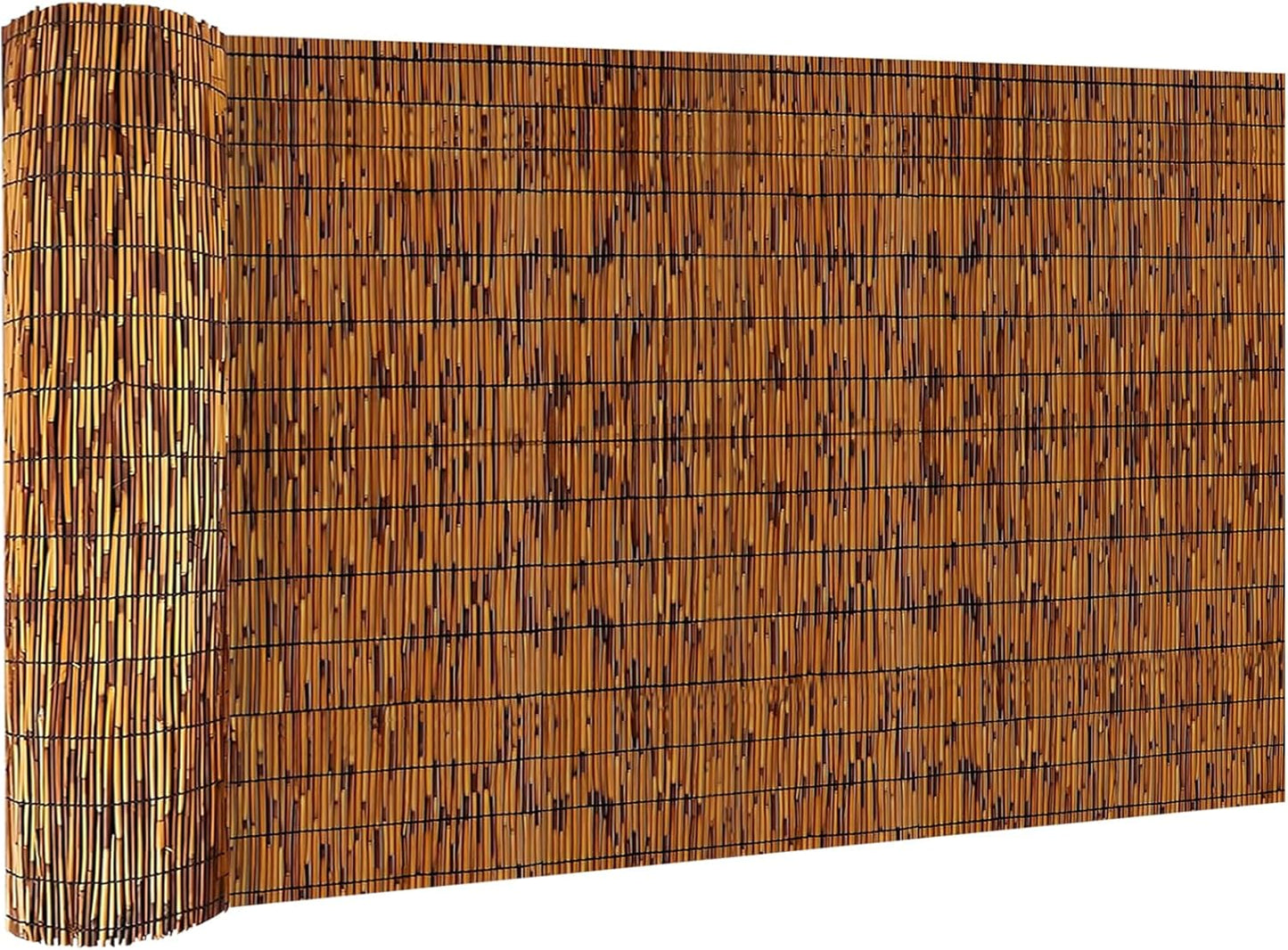 Bamboo Reed Fencing, Light Russet Decorative Bamboo Privacy Fence 5ft High, Reed Curtains for Patio Garden Balcony Outdoor Privacy Screen, 5 x 16 FT