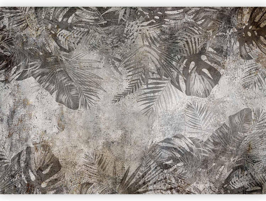 artgeist Premium Wall Mural Tropical Leaves 197x138 in - Non-Woven Wallpaper Fleece Wall Decor Photo Print Picture Image Design Landscape Palms Leaves Monstera Grey b-C-0825-a-a