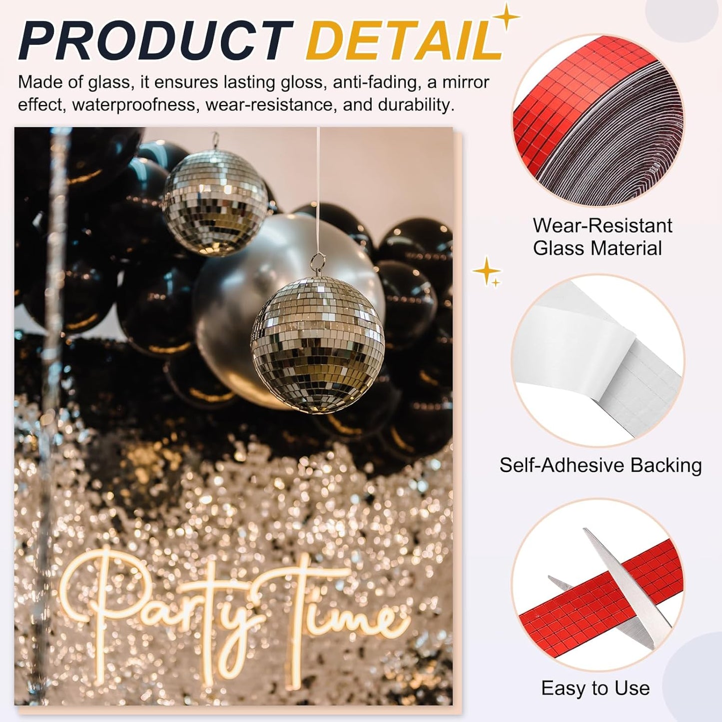 PATIKIL 5x5mm Self Adhesive Mirrors Mosaic Tiles, 10000 Pcs Square Mini Glass Mosaic Disco Tile Sticker for DIY Craft Disco Ball Party Decoration, Red