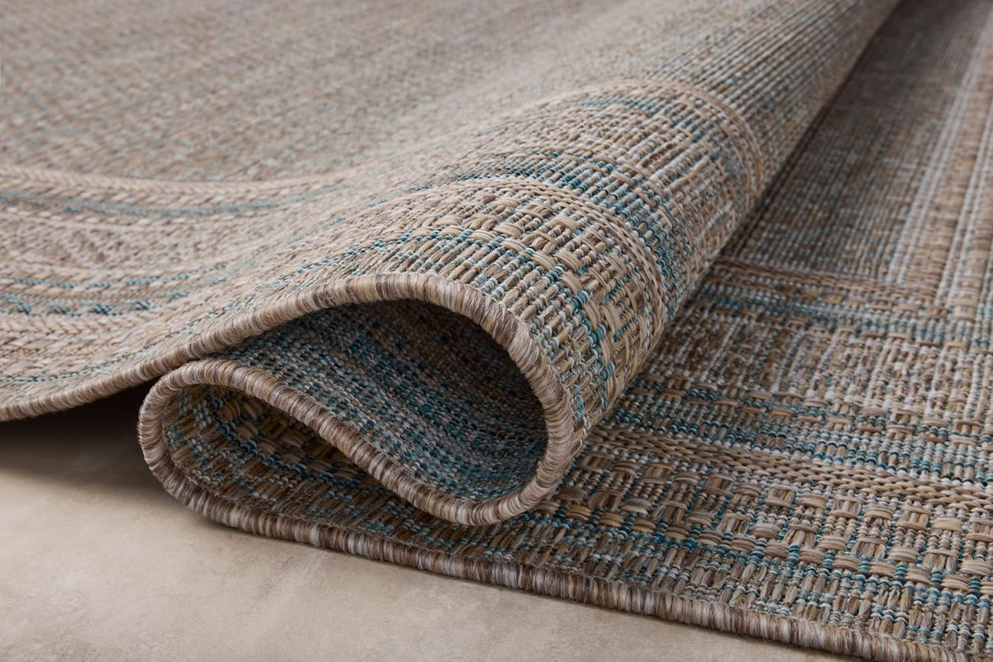 Loloi Amber Lewis Topanga Collection TOP-05 Natural/Teal 5'-3" x 7'-6" Indoor/Outdoor Area Rug