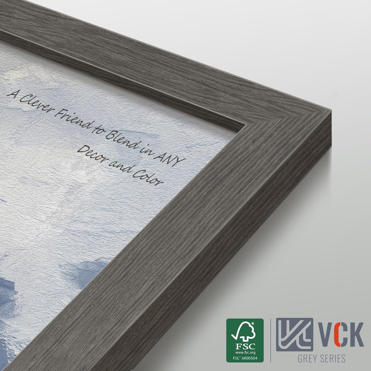 VCK 16x20 Picture Frames for Wall - 3 pack, Grey Natural Solid Wood Frame, Exclusive Wood Grain