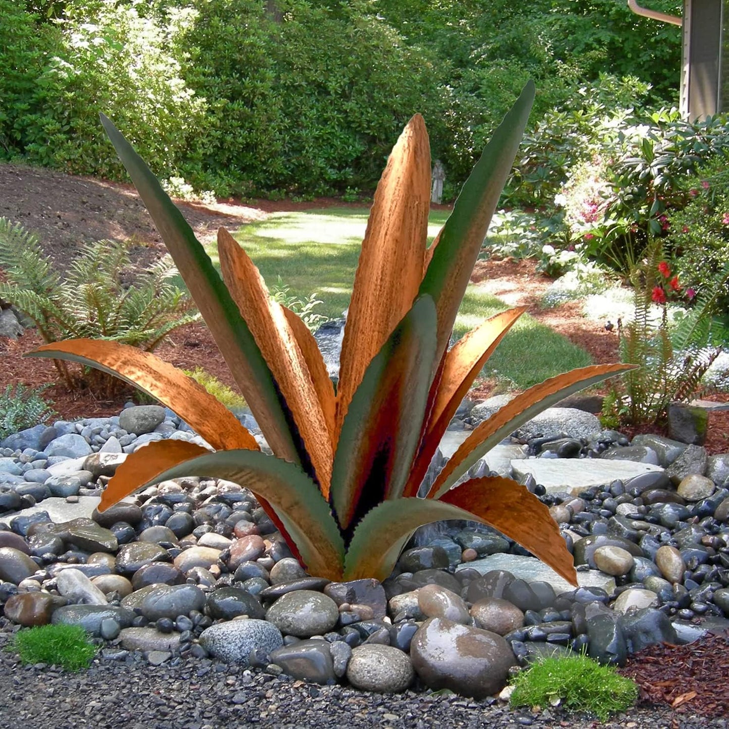 DIY Metal Agave Plant Art Yard Tequila Art Sculpture, Tequila Rustic Garden Sculpture Statue Outdoor Decor,Agave Metal Plants for Yard, Garden Lawn Ornaments (12 Leaves -Green)
