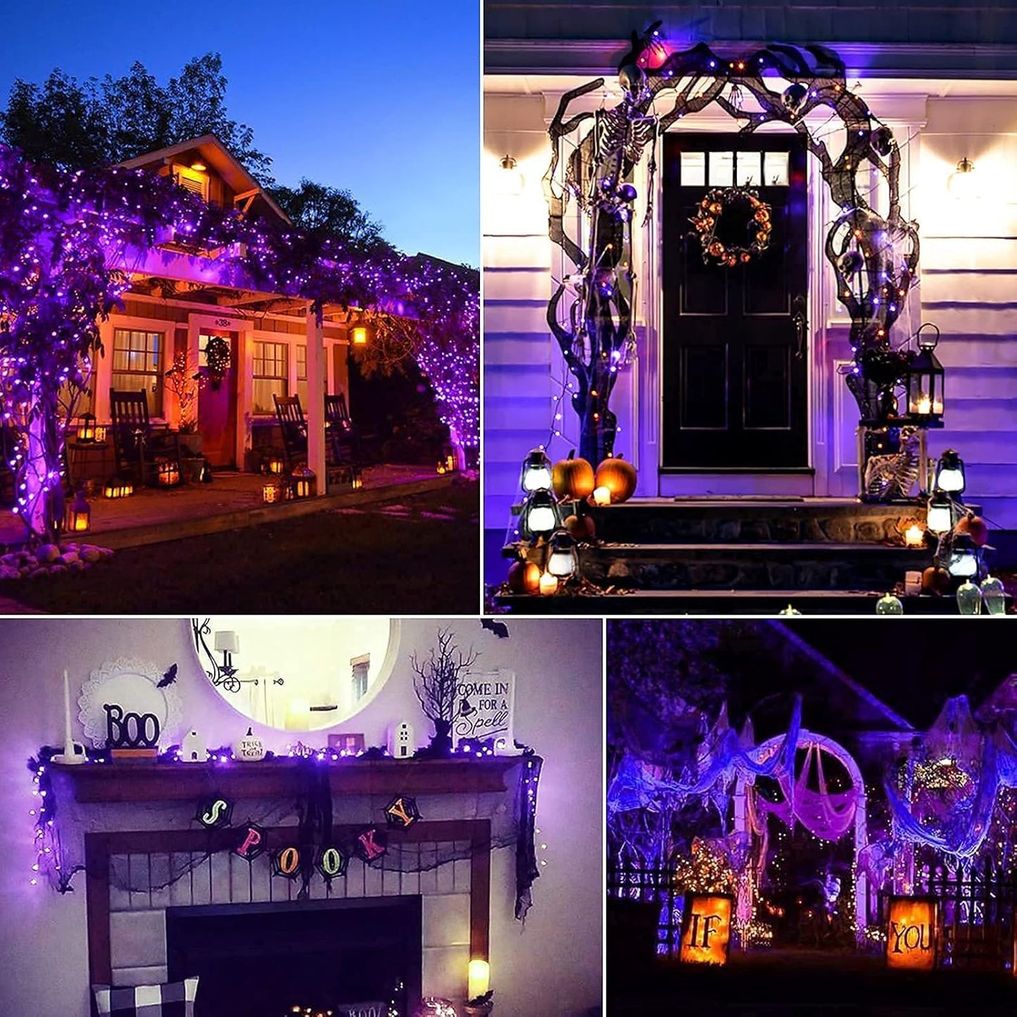 Christamas Decorations Purple String Lights Battery Operated 17.8 Feet 50 LED 2 Pack Waterproof Mini Fairy Lights with 8 Lighting Modes for Outdoor Indoor Use, Xmas Halloween Tree Holiday Party Patio
