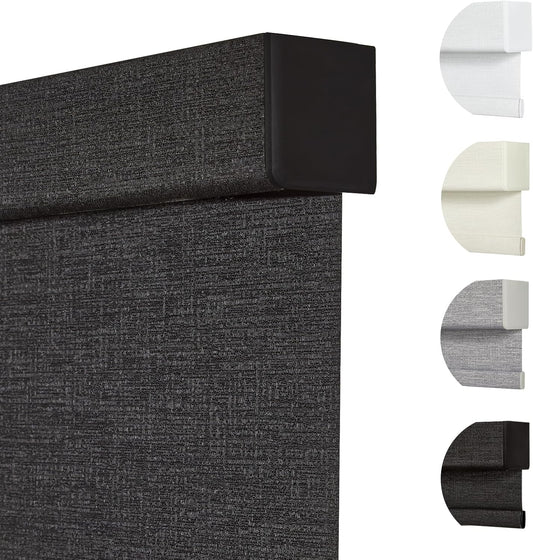 Persilux Free-Stop Cordless Blinds for Indoor Windows with Cover, Window Shades Blackout Roller Blinds, Thermal Insulated Fabric UV Protection for Kitchen, Office, Living Room, Black(50" W x 84" H)