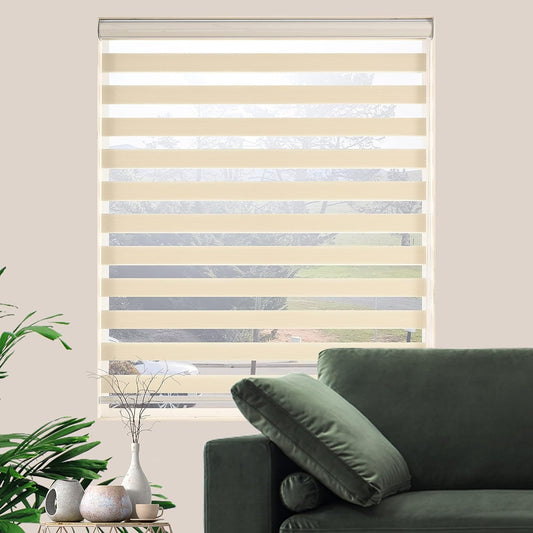 Custom Zebra Blinds for Windows Blinds for Indoor Windows Privacy Filter Light Zebra Shades Roller Blinds(10'' to 100'' Width)(Maximum Height 110'')(Custom Size Cream Color)