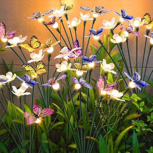 Solar Garden Lights,4packs-32LED Outdoor Solar Powered Decor for Yard, Patio, Pathway, IP65 Waterproof Butterfly Lights