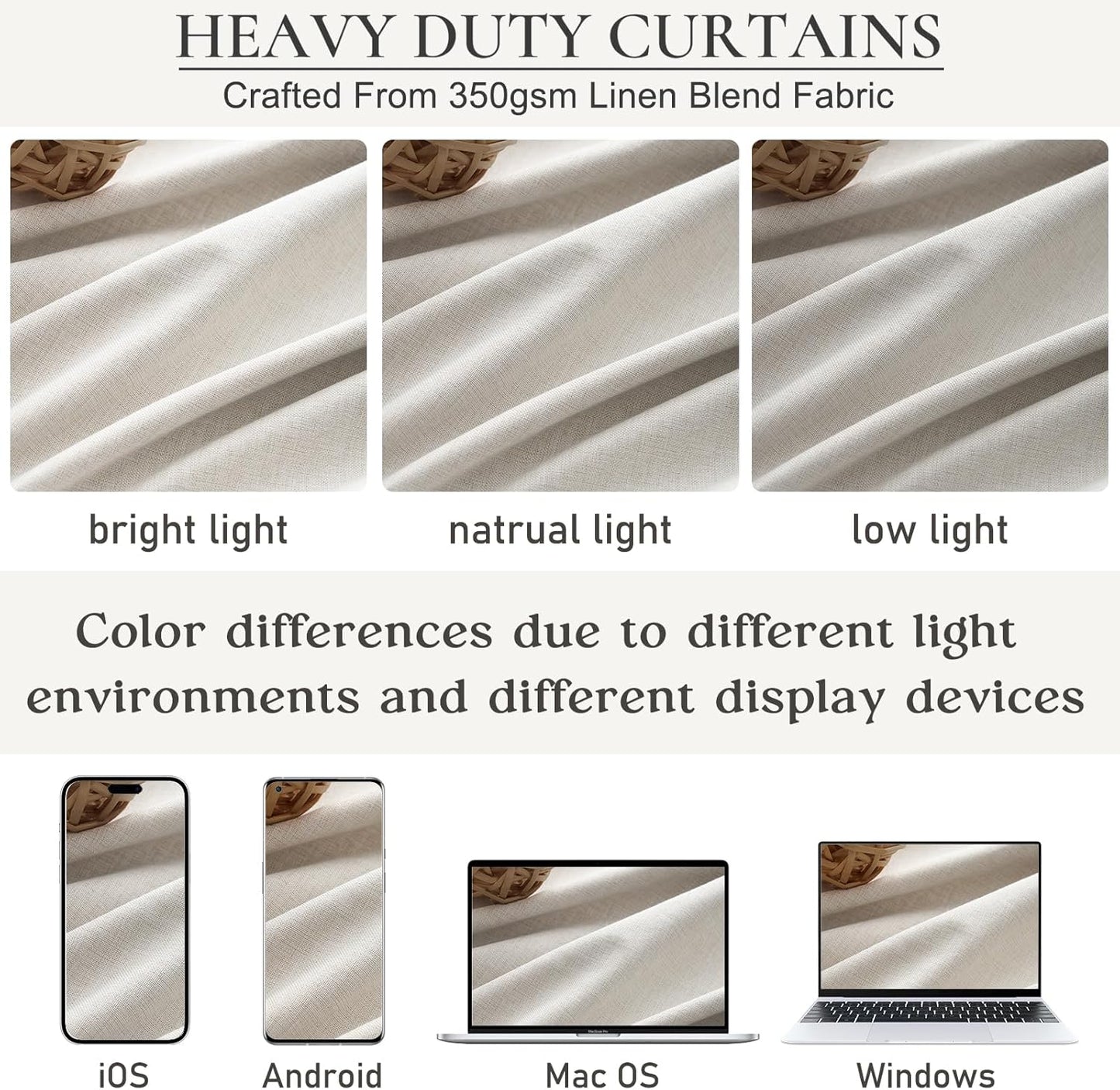 Pinch Pleated Blackout Long Luxury Curtains for Living Room, Linen Drapes 108 Inches 2 Panels Rustic Country Thermal Insulated Noise Reducing Window Curtains with Hooks 9ft Extra Long Pleat Faux Linen