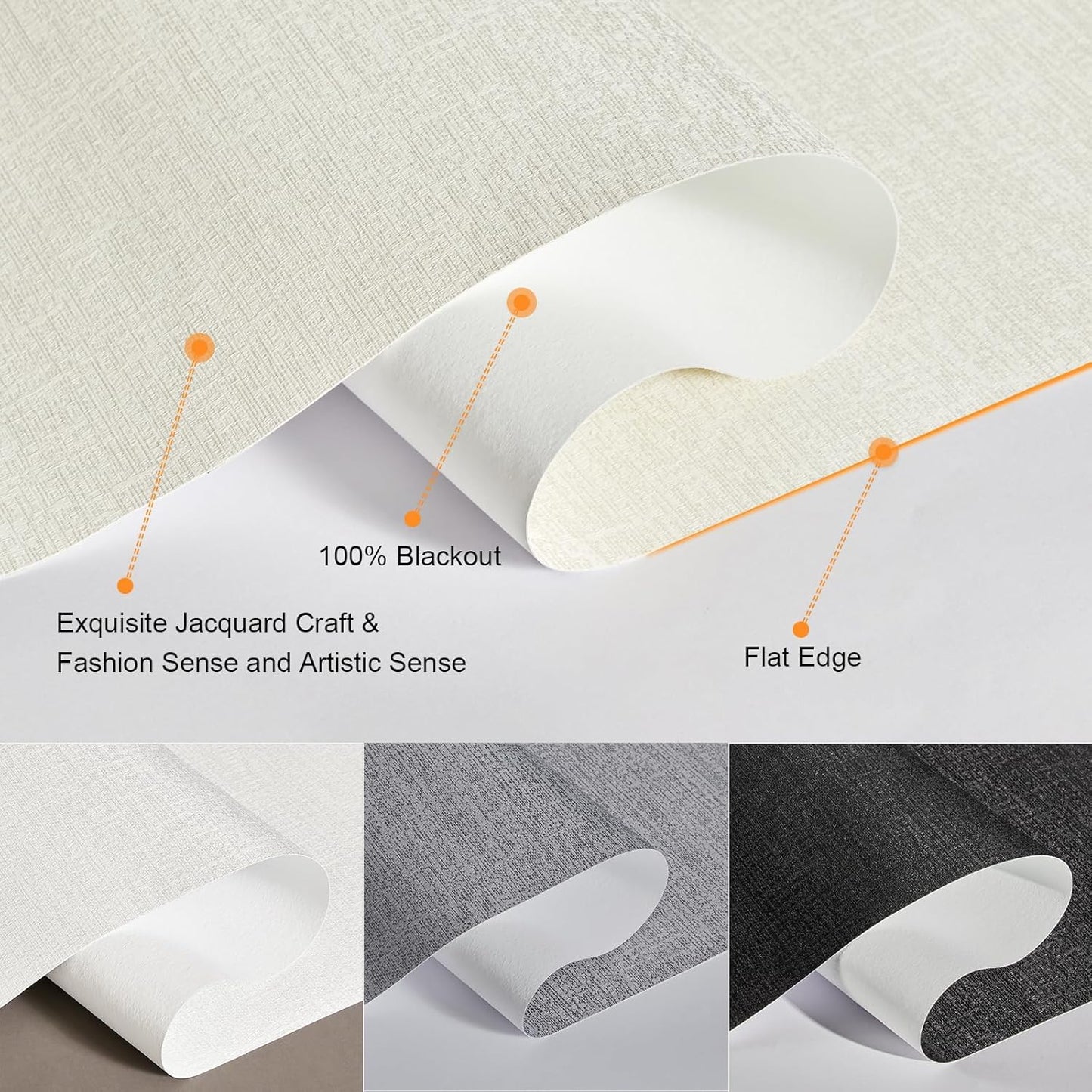 Persilux Blackout Shades for Windows Cordless Roller Blinds, Roller Windows Shades for Home with Fabric Attached Valance, UV Protections Easy Installation for Door/Office, Limestone(45.5" W x 48" H)