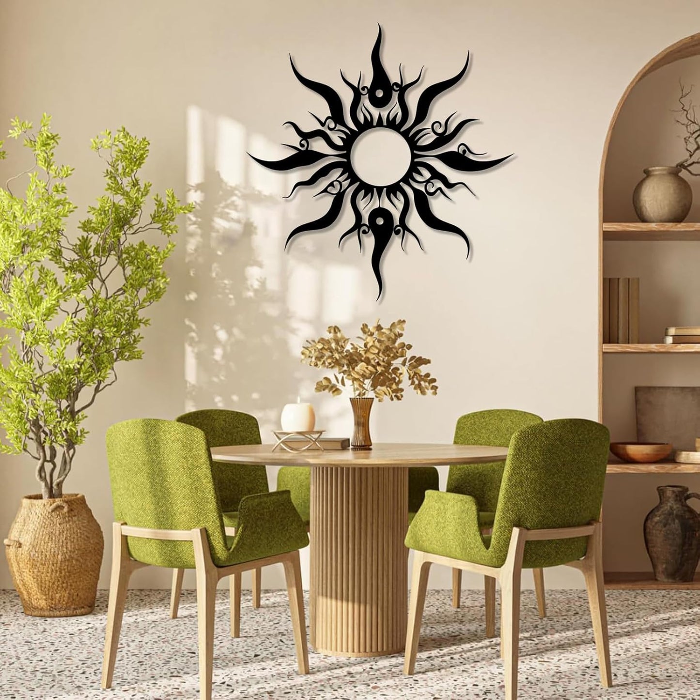 Hotuijxca Metal Wacky Sun Wall Art, Wacky Sun Metal Decor for Livingroom, Bedroom (Gold, 39"x38"/100x96cm, metal wall art)