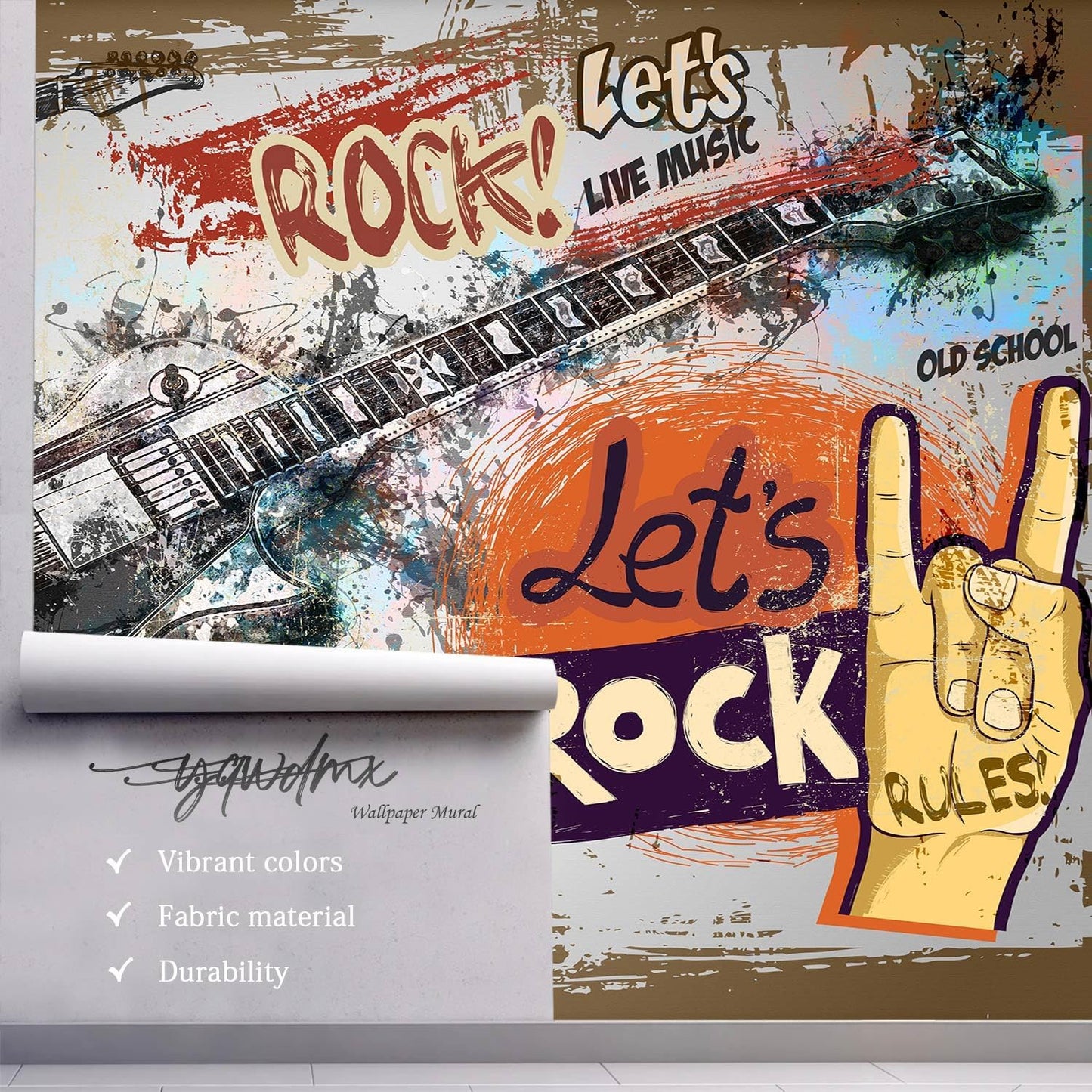 -Vintage Graffiti Hand-Painted Wall Bedroom Mural XT17 M 140" x 91"