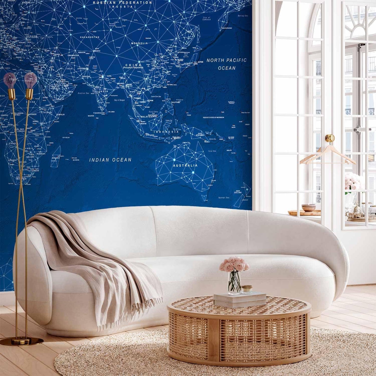 artgeist Wall Mural World Map 193x138 in - XXL Peel and Stick Self-Adhesive Wallpaper Removable Large Sticker Foil Wall Decor Print Picture Image Design Map of The World k-A-0125-a-a