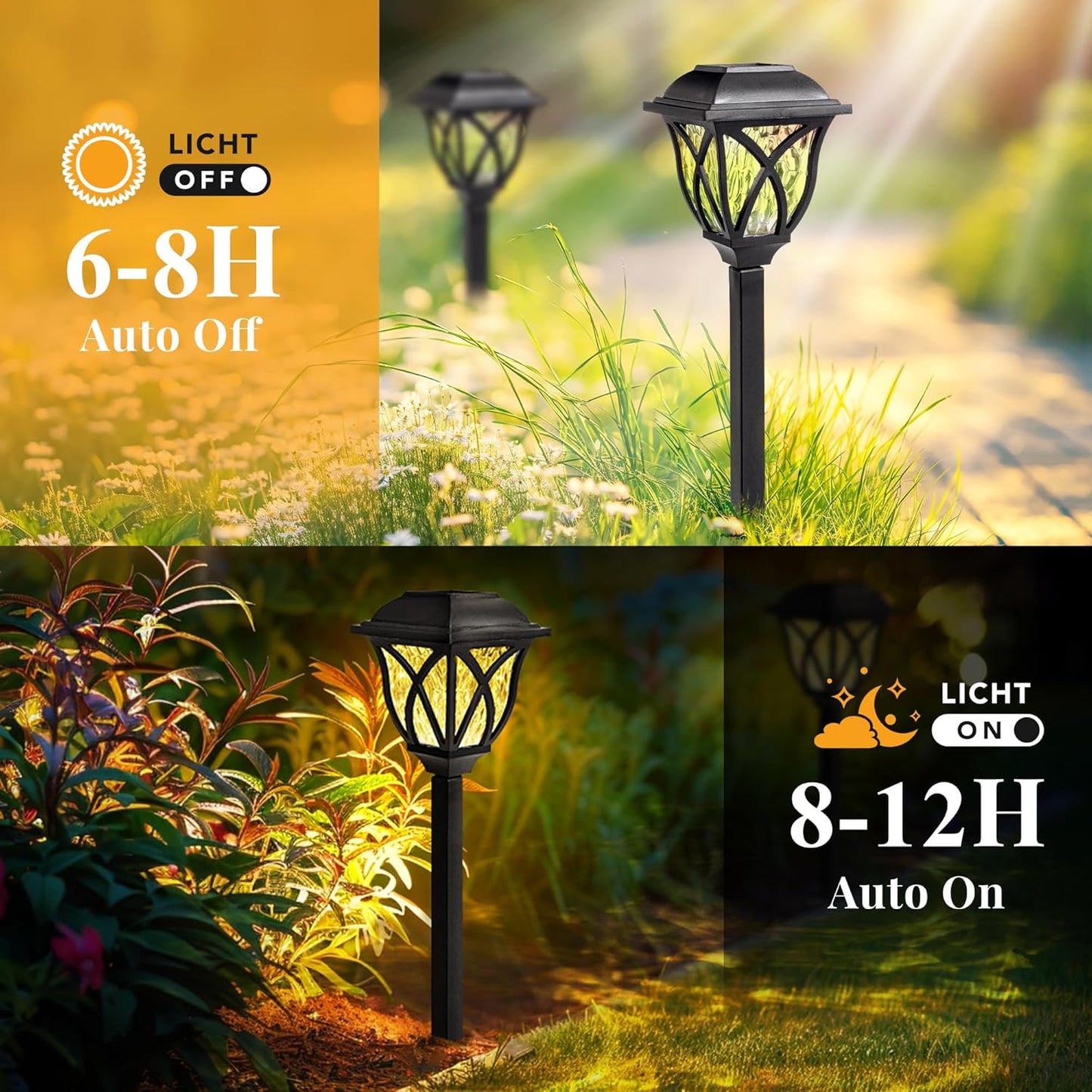 GIGALUMI Solar Lights Outdoor Waterproof, 6 Pack LED Solar Garden Lights, Outdoor Decorations, Garden Decor for Yard, Patio, Landscape, Planter, Walkway (Warm White)