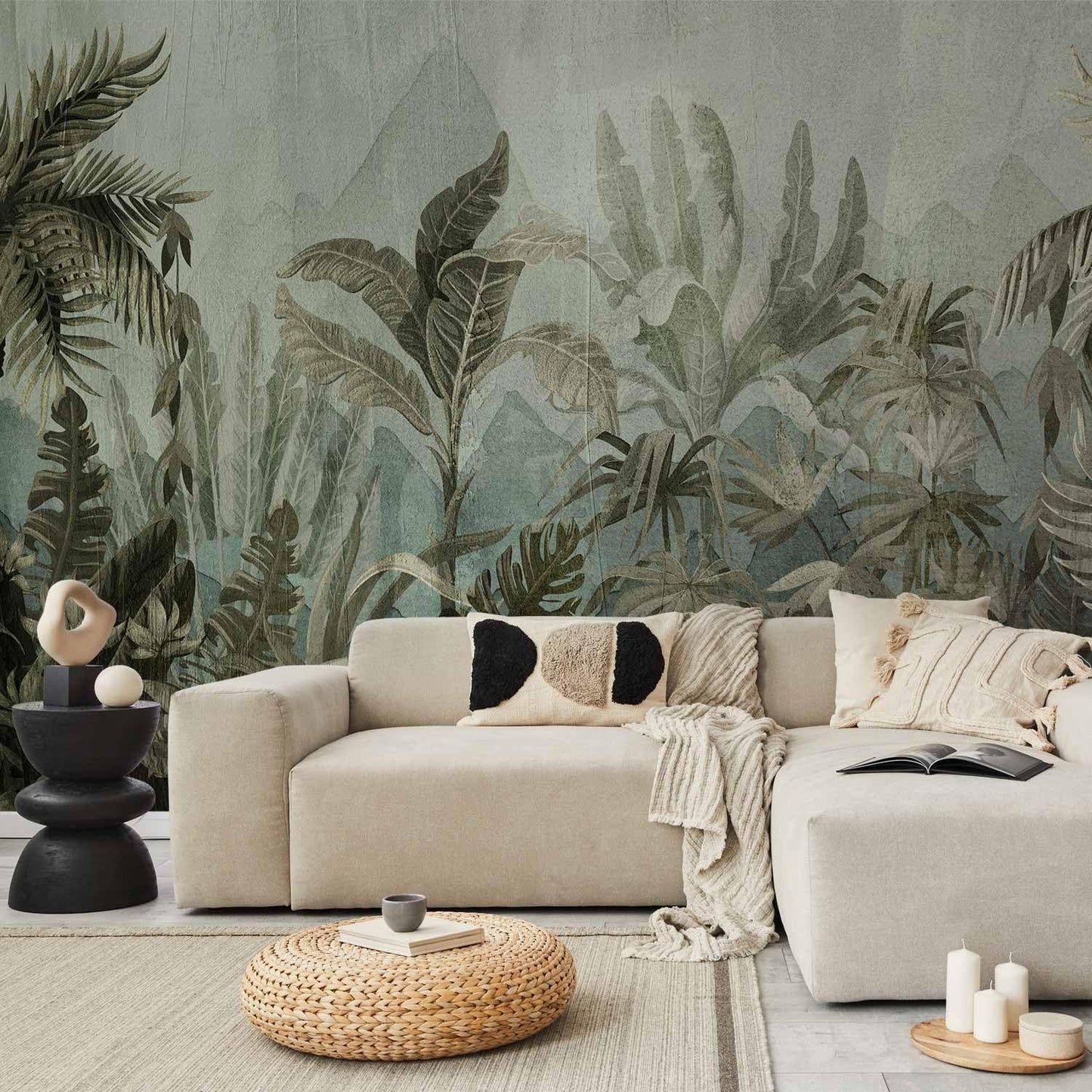 artgeist Premium Wall Mural Leaves 138x101 in - Non-Woven Wallpaper Fleece Wall Decor Photo Print Picture Image Design Nature Botanical Plants Palm Abstract b-C-0854-a-a