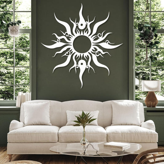Hotuijxca Metal Wacky Sun Wall Art, Wacky Sun Metal Decor for Livingroom, Bedroom (White, 19"x18"/47x45cm, metal wall art)