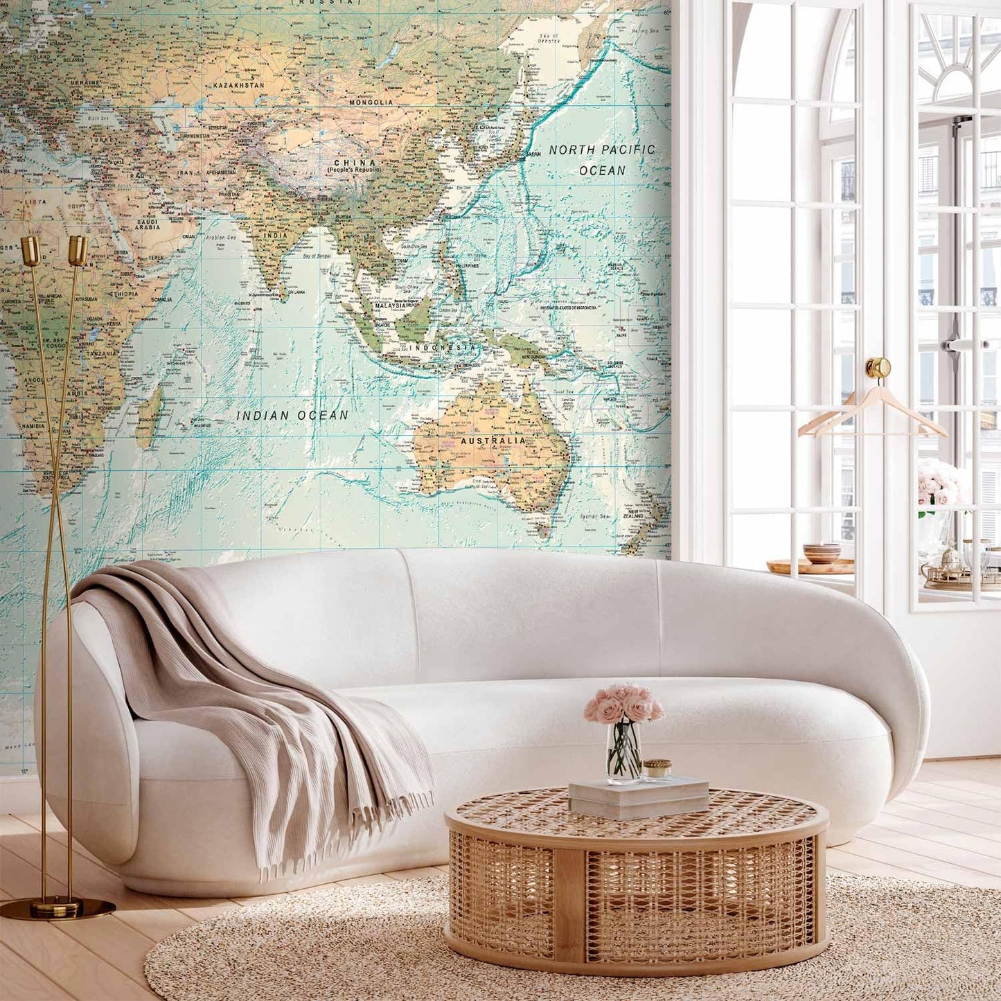 artgeist Premium Wall Mural World Map 138x101 in - XXL Non-Woven Wallpaper Fleece Wall Decor Photo Print Picture Image Design Home Map of The World k-A-0091-a-d