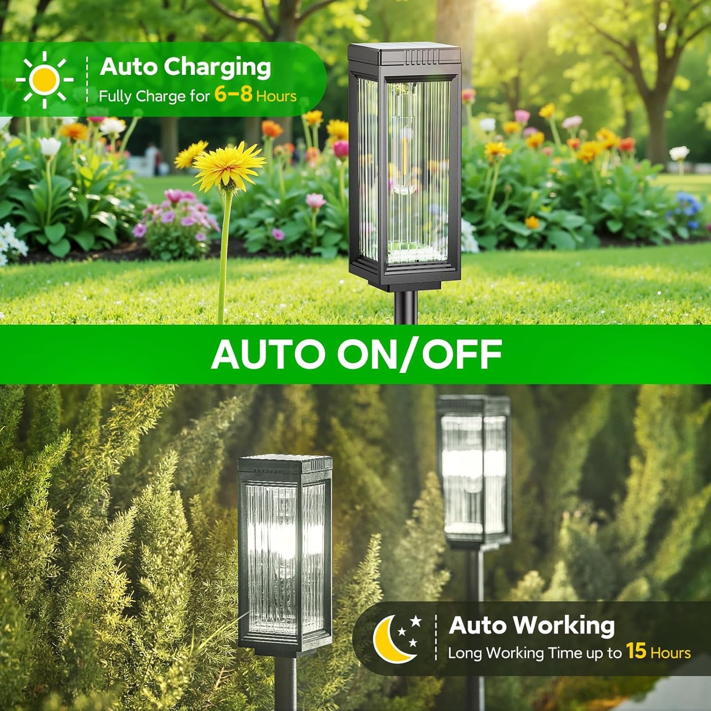 Solar Pathway Lights Outdoor, 6 Pack Upgraded Solar Lights Outdoor Waterproof, Bright Up to 15 Hrs Auto On/Off Garden Light for Yard Patio Lawn Path Walkway Driveway Outside Decor(Cool White)