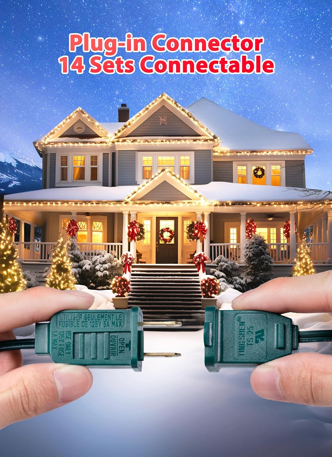 Vintage C9 LED Christmas Lights Outdoor, 50 Feet C9 String with 50 Shatterproof Matte Bulbs, Connectable Waterproof Tree Lights for Holiday Roofline, Backyard Garden Decor, Warm White