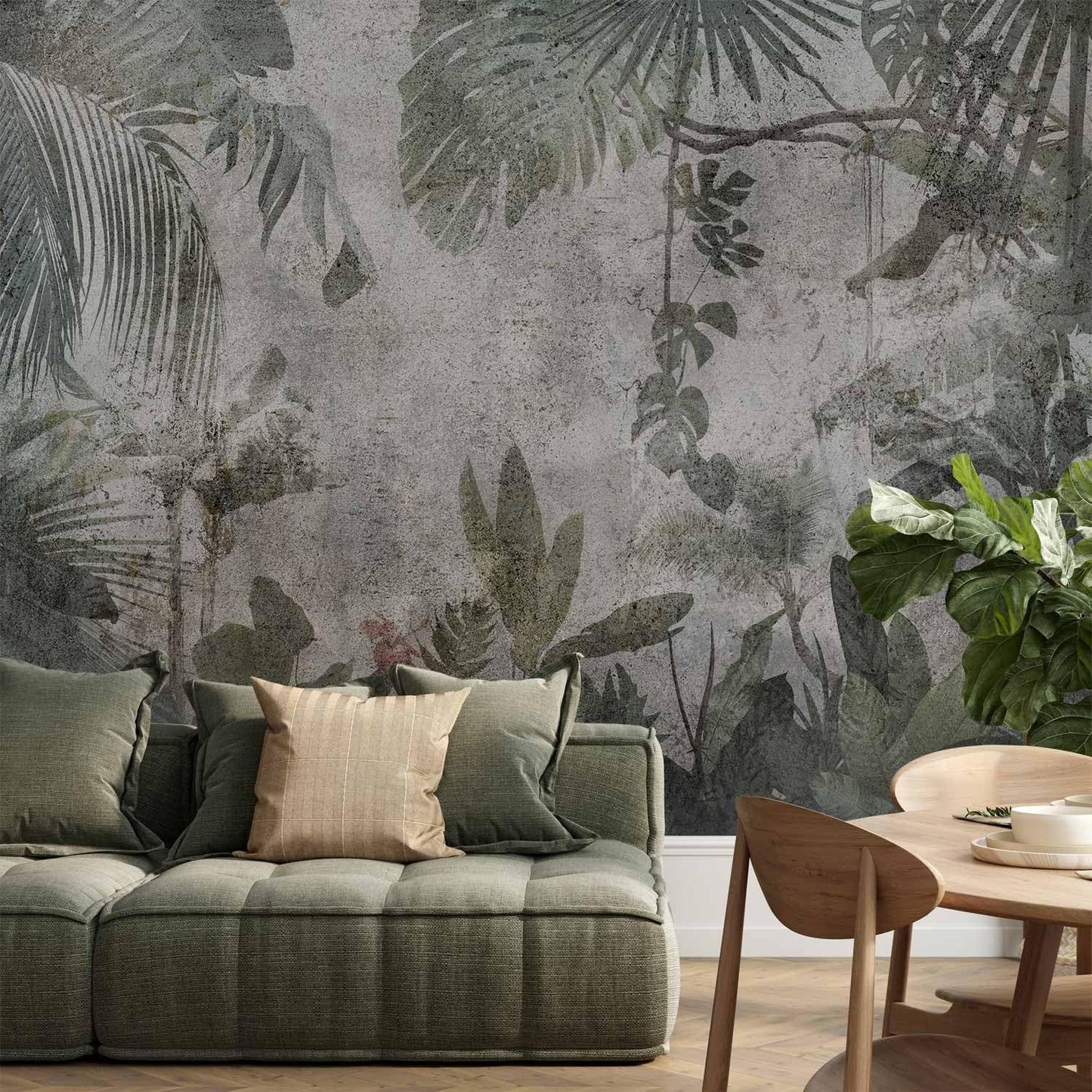 artgeist Wall Mural Tropical Leaves 197x138 in - XXL Non-Woven Wallpaper Fleece Wall Decor Photo Print Picture Image Design Landscape Jungle Nature Monstera Palm Leaves b-C-0821-a-a