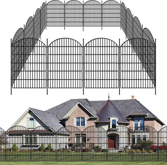 10 Panels Decorative Garden Fence, 40in (H) X 21.92ft (L) No Dig Dog Fences Outdoor for Yard, Rustproof Tall Metal Fencing Panels, Animal Barrier Suitable for Yards Border, Patio, and Outdoor Use