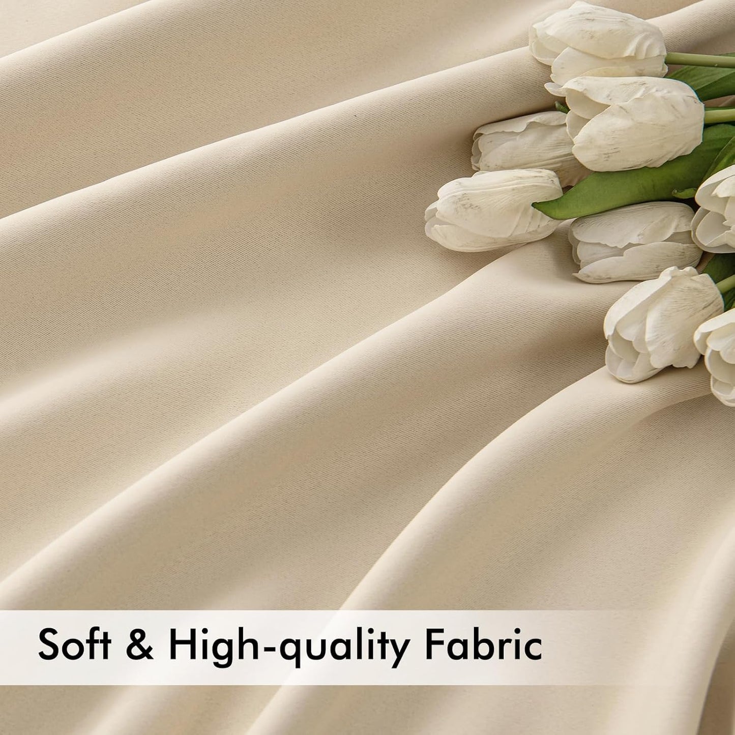 MIULEE Cream Beige Back Tab Light Blocking Curtains 132 Inch Length 2 Panels Set for Living Room Bedroom Privacy, Rod Pocket/Pinch Pleat Thermal Insulated Room Darkening Pleated Blackout Drapes