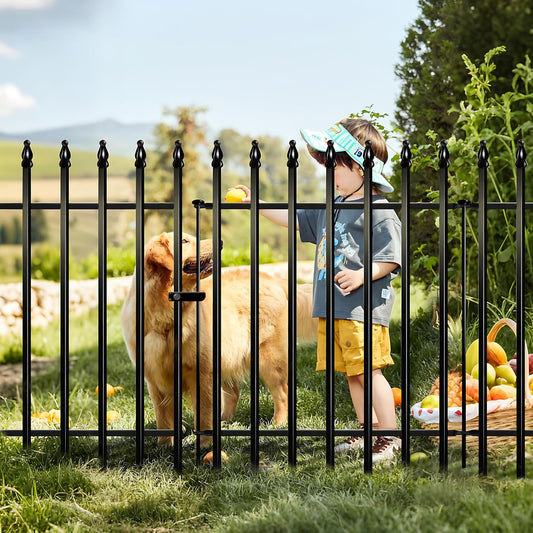 Metal Garden Fence 36" Wide x 28" High, 5 Panels (4 Panels + 1 Gate), Total 11.6 feet, Metal Border Folding Fence, Landscape Fencing Dog Fence Pet Fence for Flower Bed, Yard, Animal Barrier