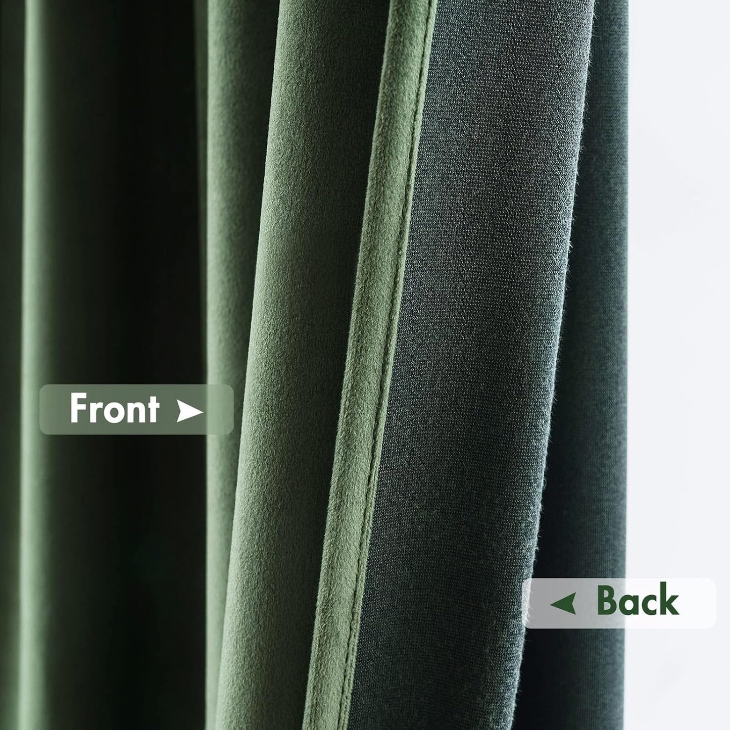 MIULEE Olive Green Velvet Curtains 84 Inches Long, Thermal Insulated Blackout Drapes for Bedroom Living Room Patio Door, Light Blocking Window Panels, Rod Pocket, Set of 2 W66 x L84