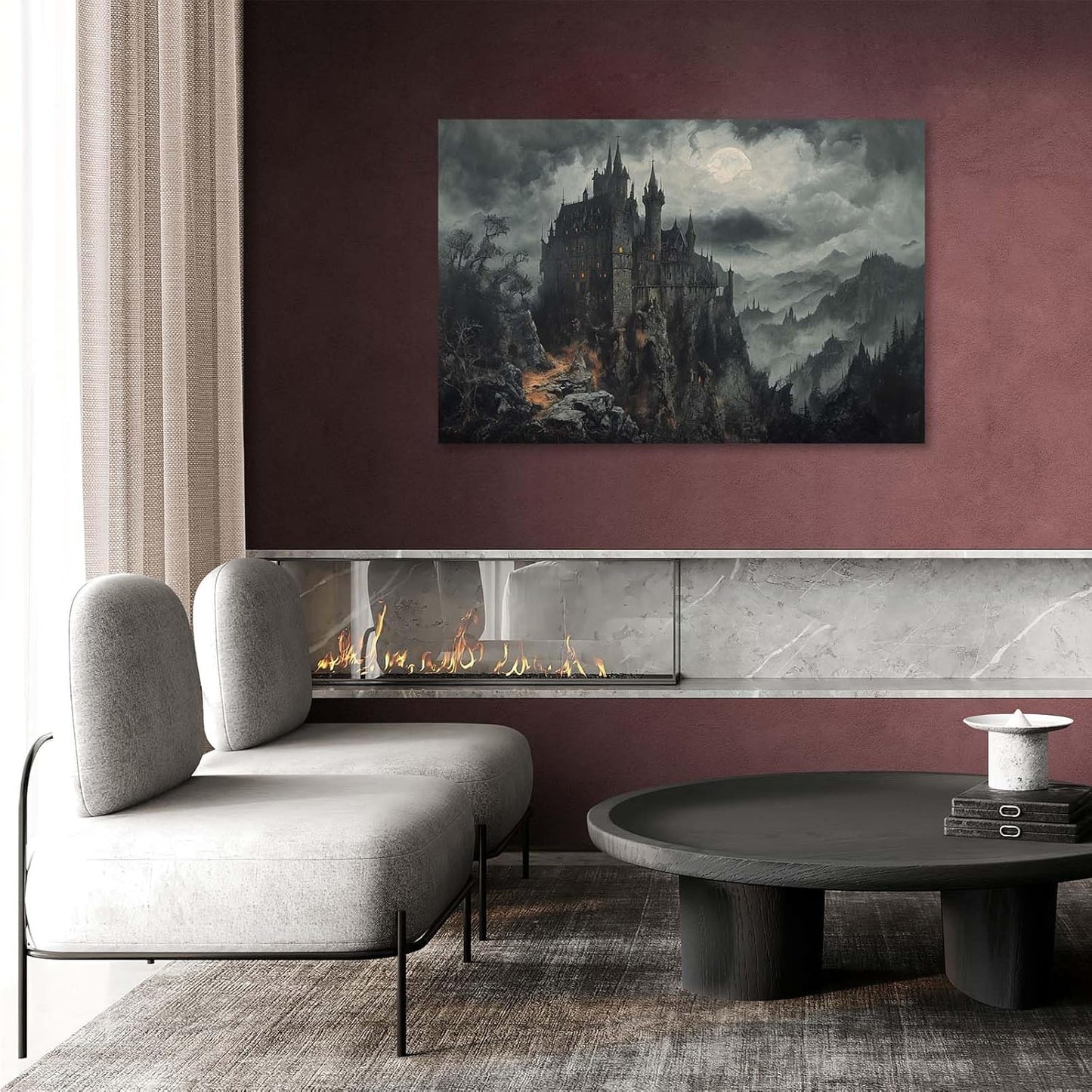 JFHCQJPK Vintage Castle Poster Dark Academy Victorian Gothic Castle Wall Art Poster Moody Mystical Art Print Suitable for Home Living Room Bedroom32x48in Frameless