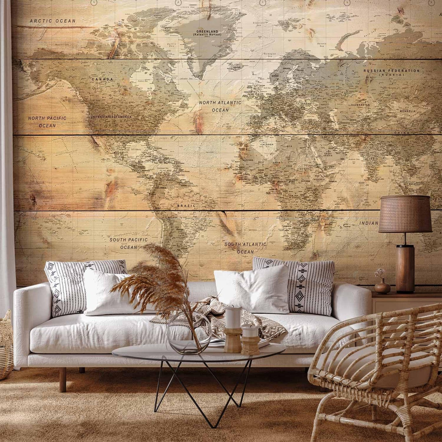 artgeist Wall Mural World Map 96x69 in - XXL Peel and Stick Self-Adhesive Wallpaper Removable Large Sticker Foil Wall Decor Print Picture Image Design Map of The World k-A-0218-a-a