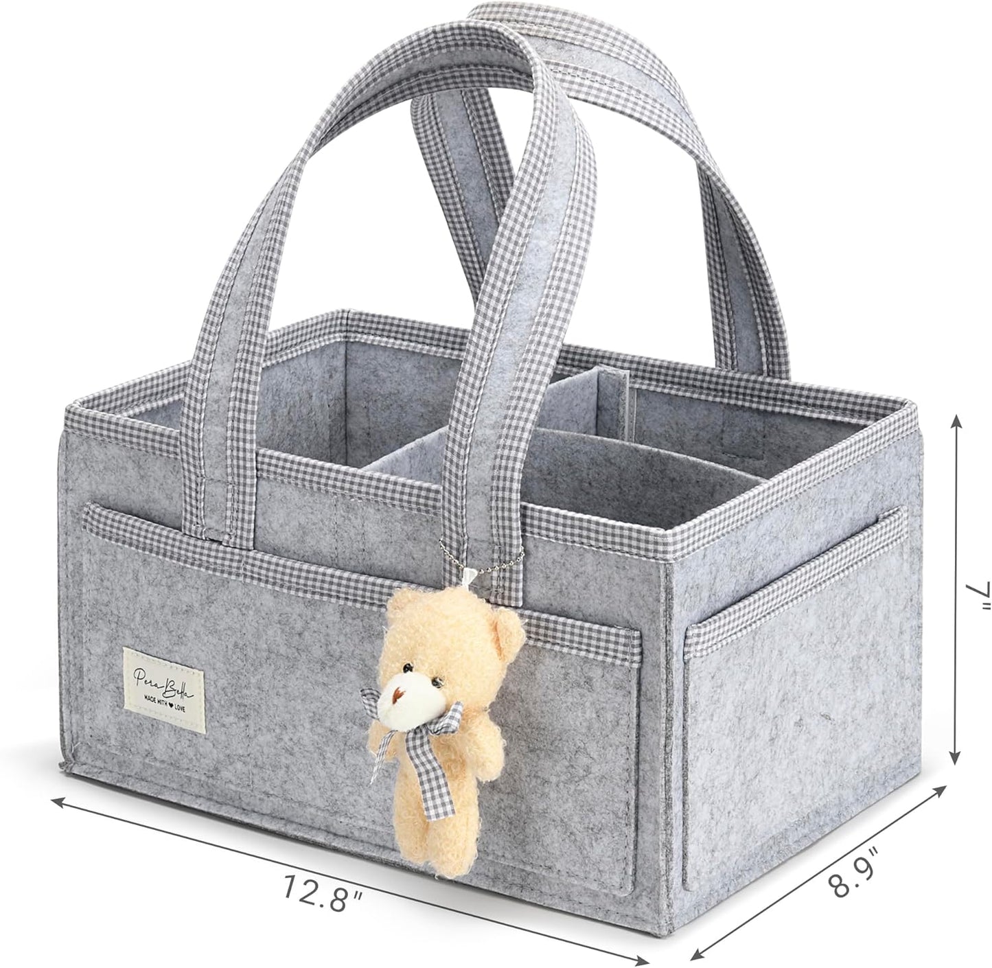 PeraBella Diaper Caddy Organizer with Handle, Baby Shower Gifts Basket Bag, Registry Search Must Haves Items, Nursery Storage Organizer for Newborn Girl Boy, Baby Bag Essentials, Car Diaper Caddy Cart