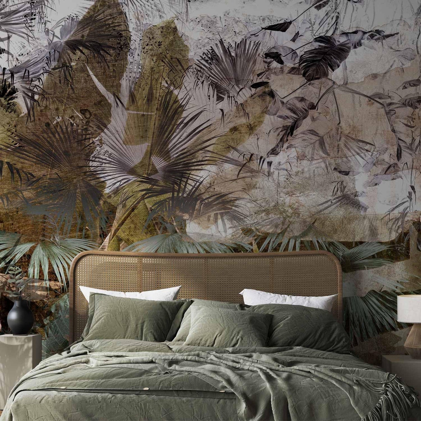 artgeist Wall Mural Tropical Leaves 197x138 in - XXL Non-Woven Wallpaper Fleece Wall Decor Photo Print Picture Image Design Jungle Nature Palm Leaves Like Painted b-C-0789-a-a
