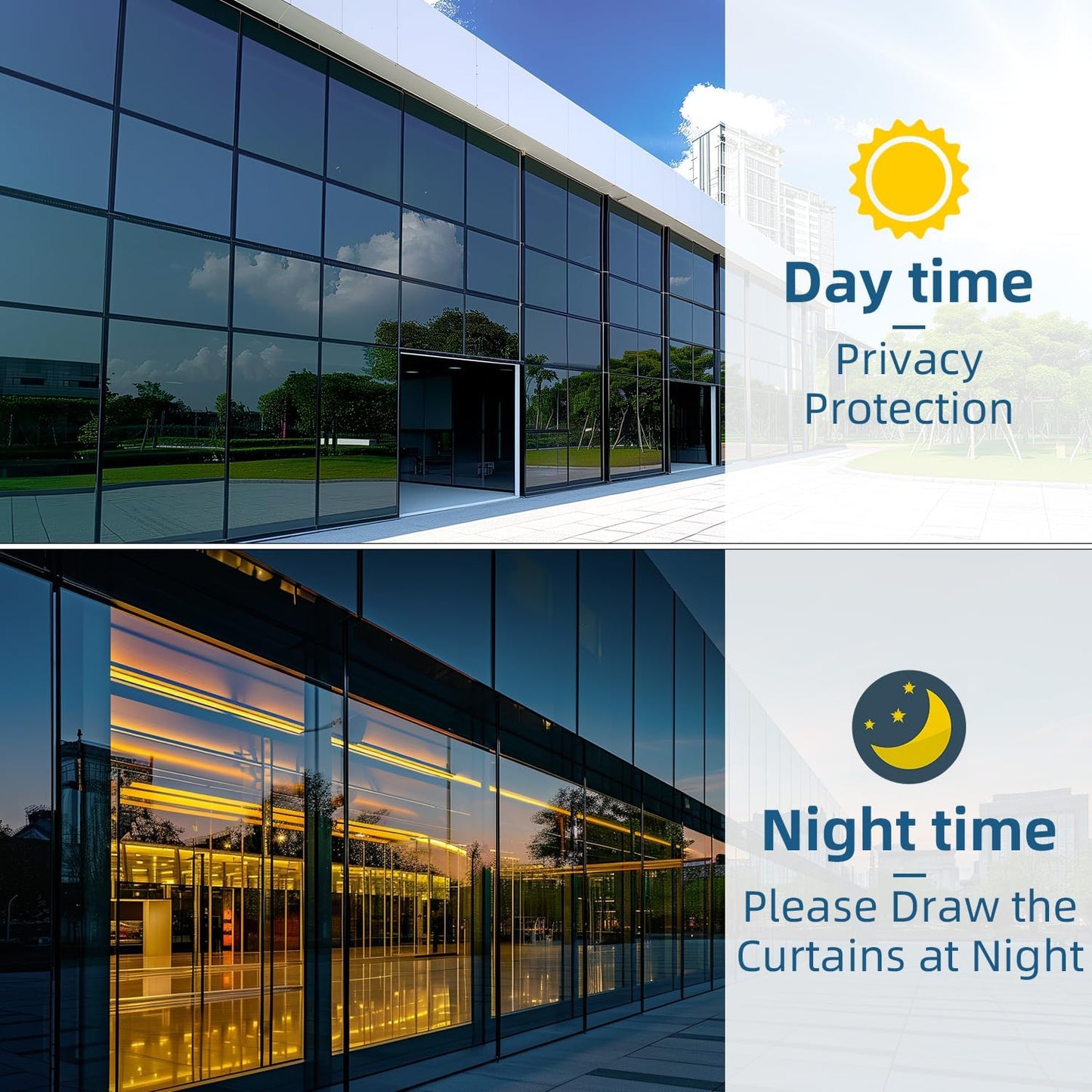 DUOFIRE One Way Window Film Privacy See Out Not in Heat Blocker Window Tint Reflective Mirror Windows Tinting Film for Home Static Cling Anti-UV Sun Blocking Windows Covering（Silver, 35.4x78.7in）