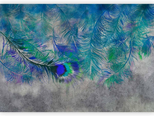 artgeist Premium Wall Mural Cement Feather 138x101 in - XXL Non-Woven Wallpaper Fleece Wall Decor Photo Print Picture Image Design Landscape Colorful Abstract n-A-1488-a-a