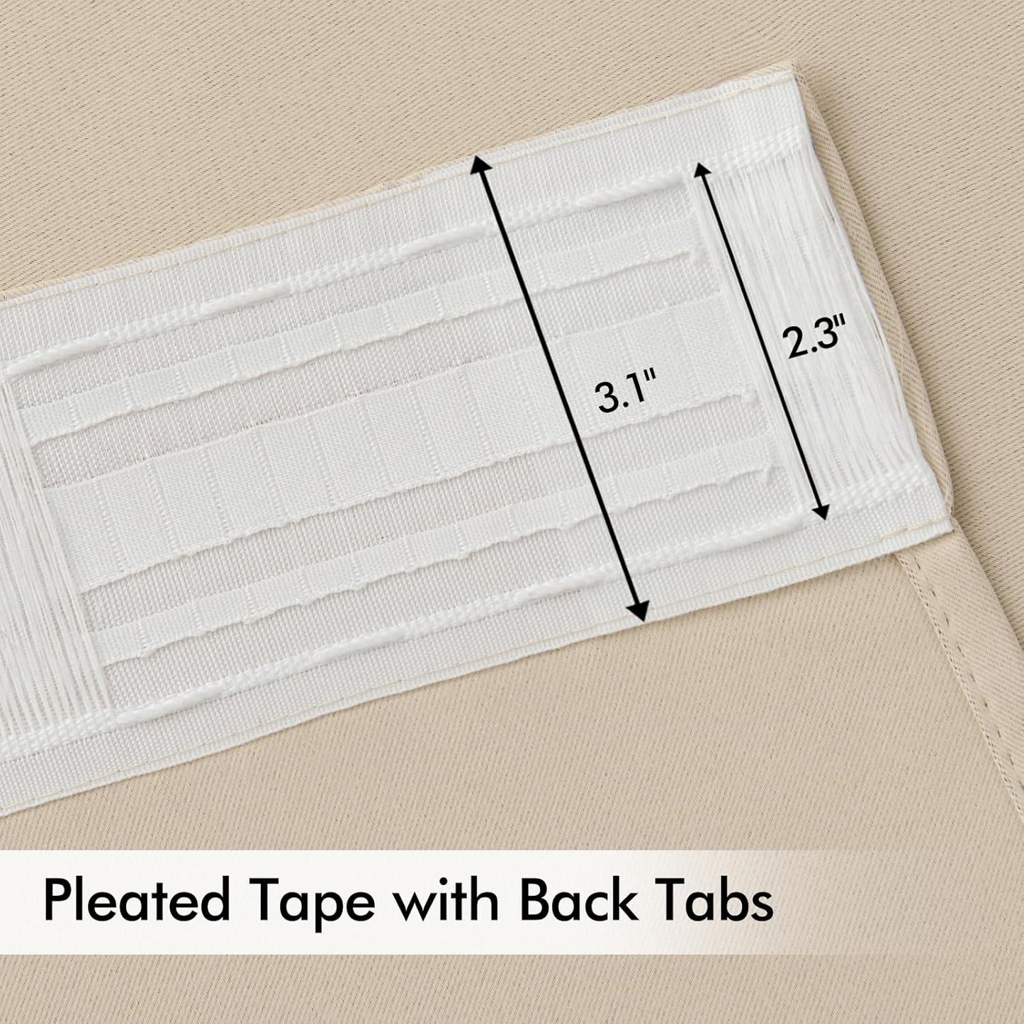 MIULEE Back Tab Cream Beige Curtains 94 Inch Long 2 Panels Set for Living Room Bedroom, Ivory Rod Pocket/Pinch Pleated Light Blocking Thermal Insulated Room Darkening Floor to Ceiling Blackout Drapes