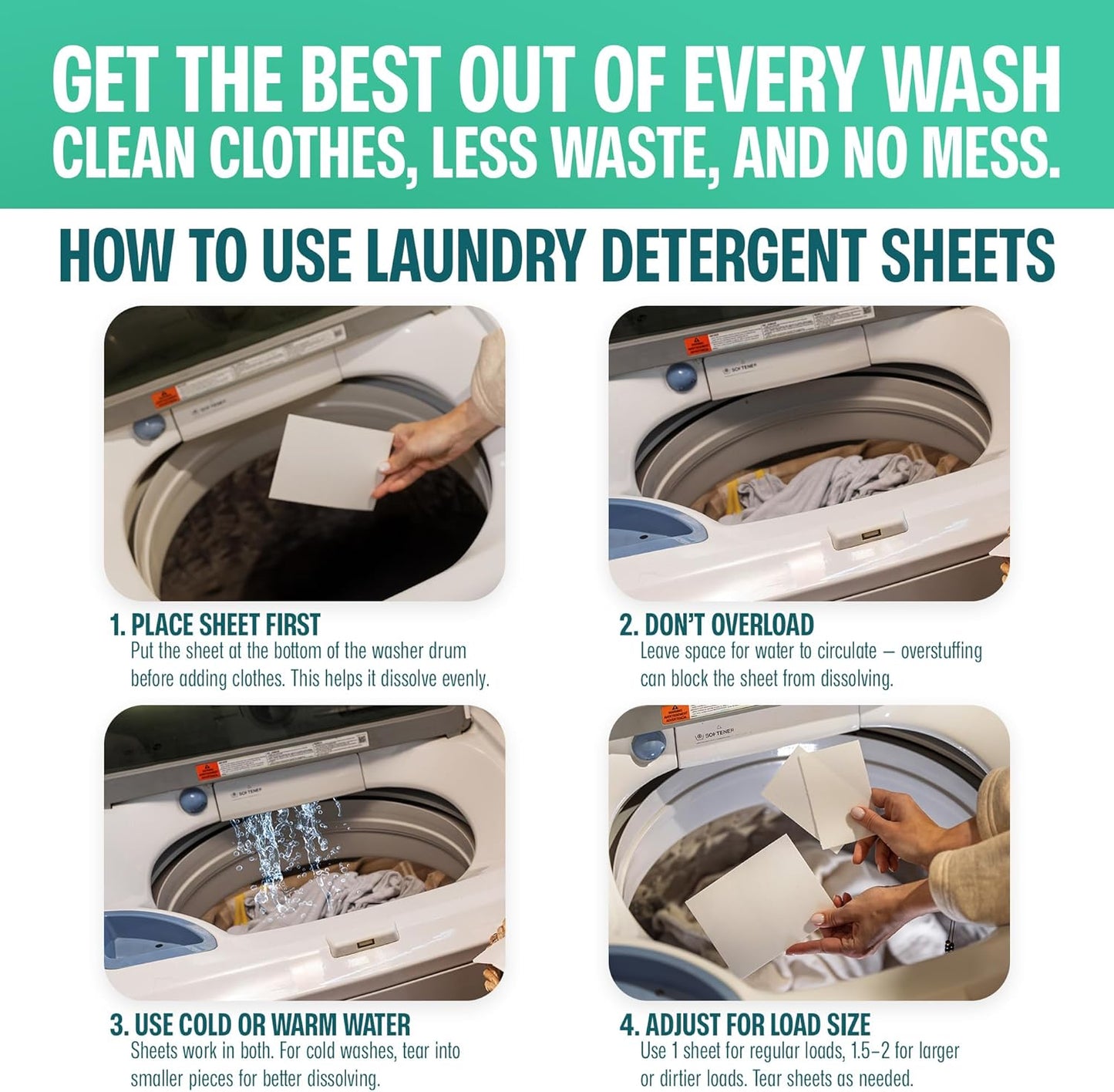 Sudstainables Laundry Detergent Sheets (60 Loads) – Eco-Friendly, Zero Waste, Plastic-Free Laundry Washing Machines Soap Sheets; Dissolvable, Space-Saving Strips for Travel (Lemon)