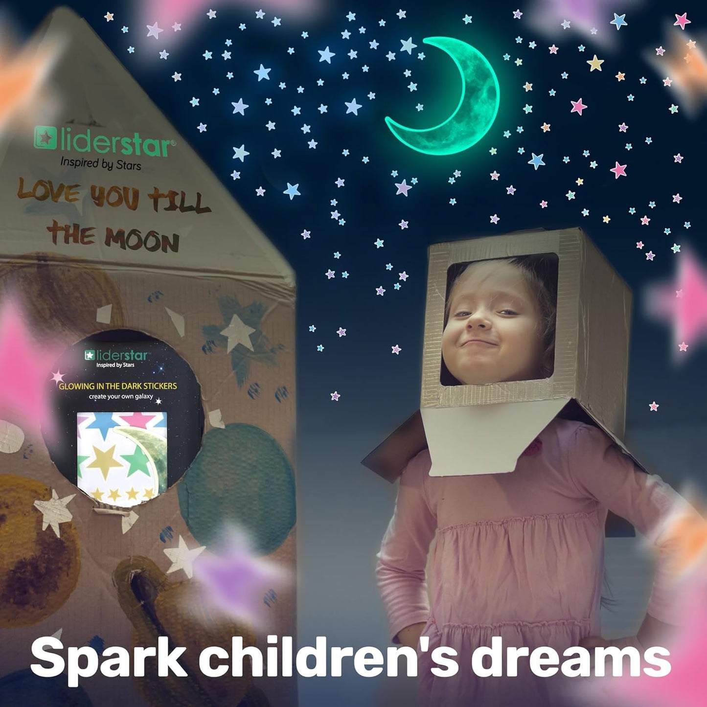 Glow in The Dark Stars and Moon for Ceiling, Luminous Star and Moon Wall Decals, Wall Decor, Sticky Fluorescence Ceiling Stars, Gift for boy and Girl,Kids Nursery Bedroom Living Room(Mixed Colors)