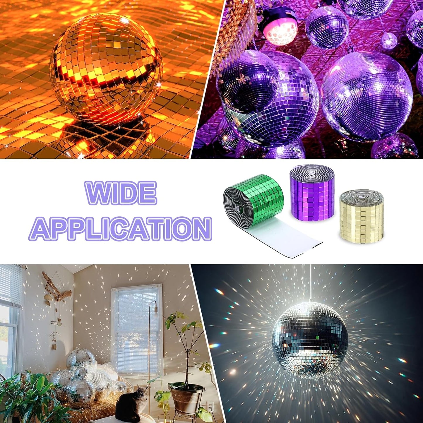 MECCANIXITY Self Adhesive Glass Mirror Mosaic Tiles 3200 Pcs 5 x 5 mm Disco Tiles for Craft Decoration Glass Mirror Disco Ball 2 Rolls (Gold/Silver)