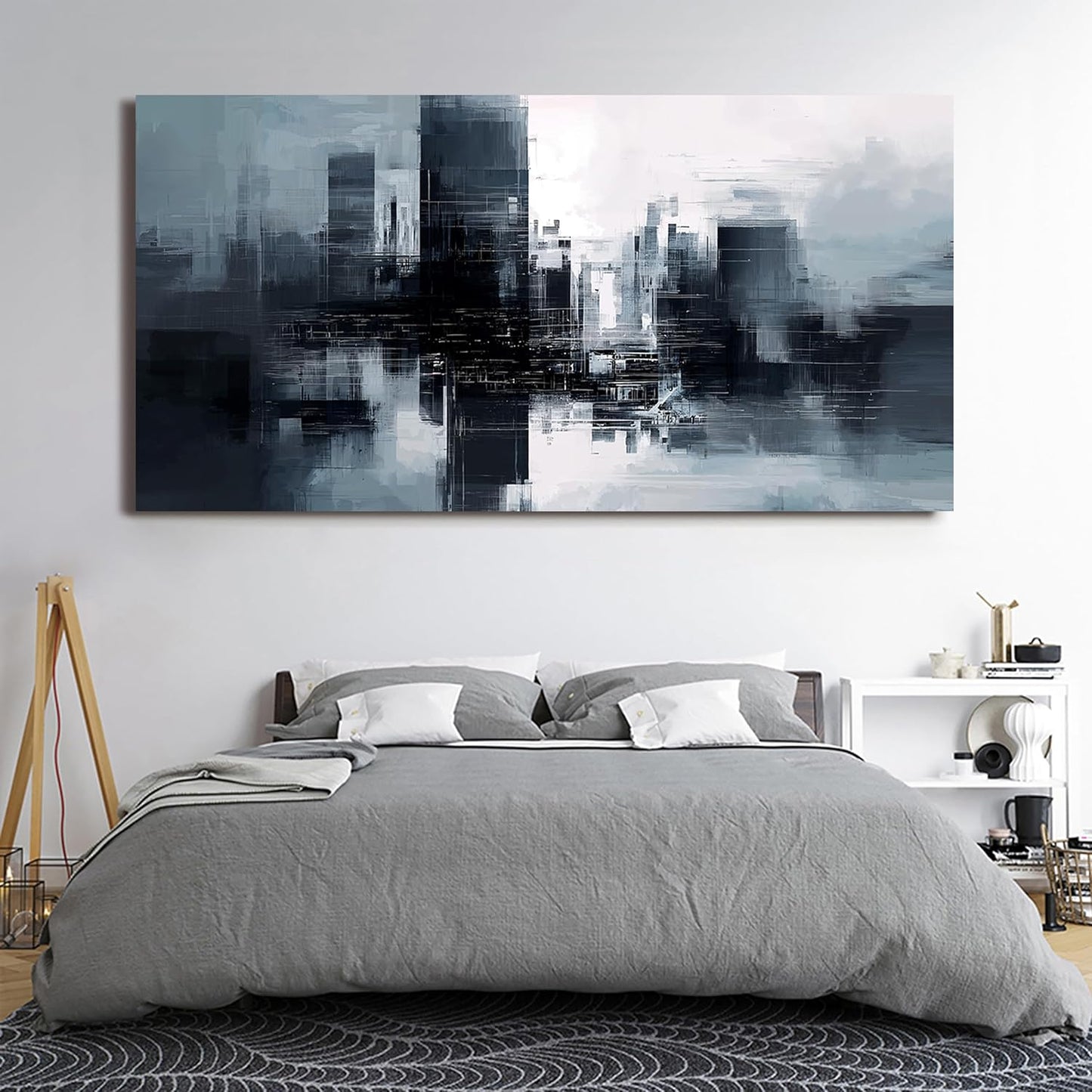 Dimpaga Abstract Canvas Wall Art Decorations Large Black and White Canvas Wall Art Decor Modern Abstract Wall Art Prints Decor Pictures For Bedroom Decorations Wall For Living Room Office 24" X 48"