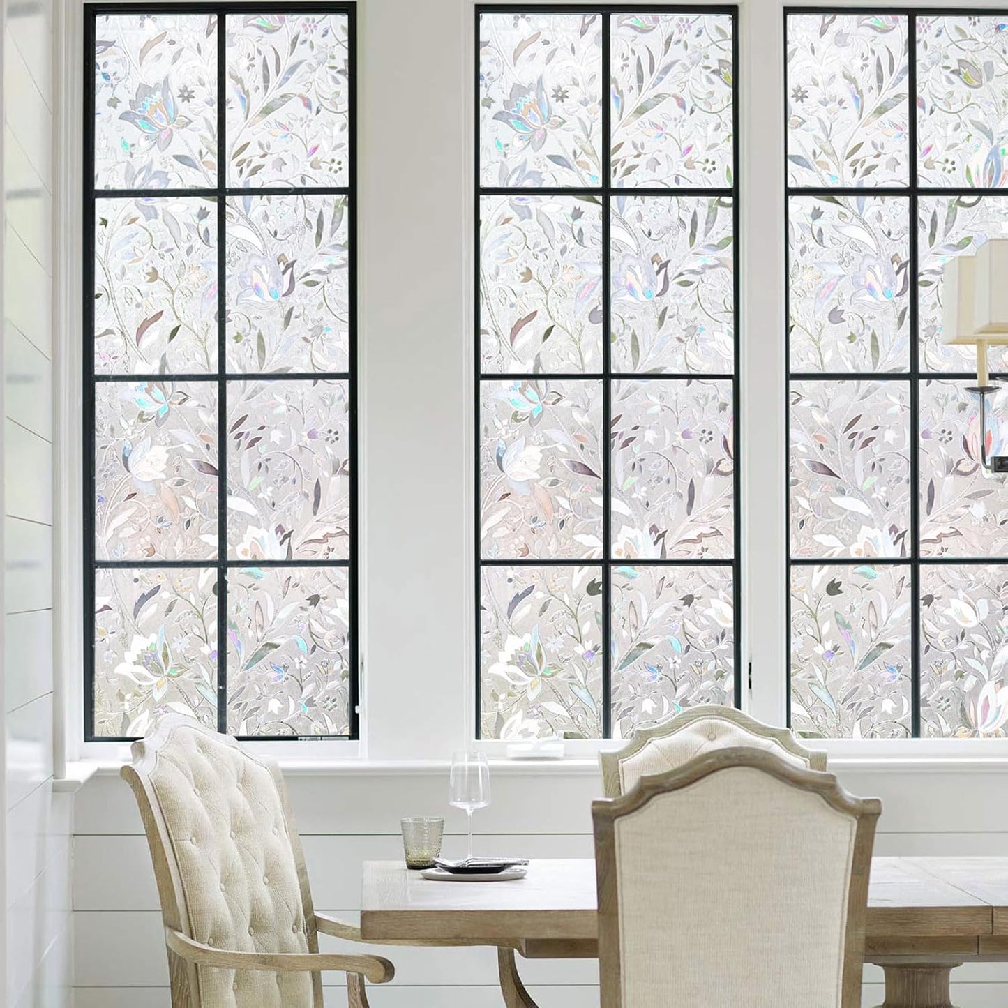 Kromapolis Window Privacy Film - Stained Glass Decorative Film, Frosted, Static Window Clings, Non-Adhesive, No-Glue (35.4 x 118.1in)