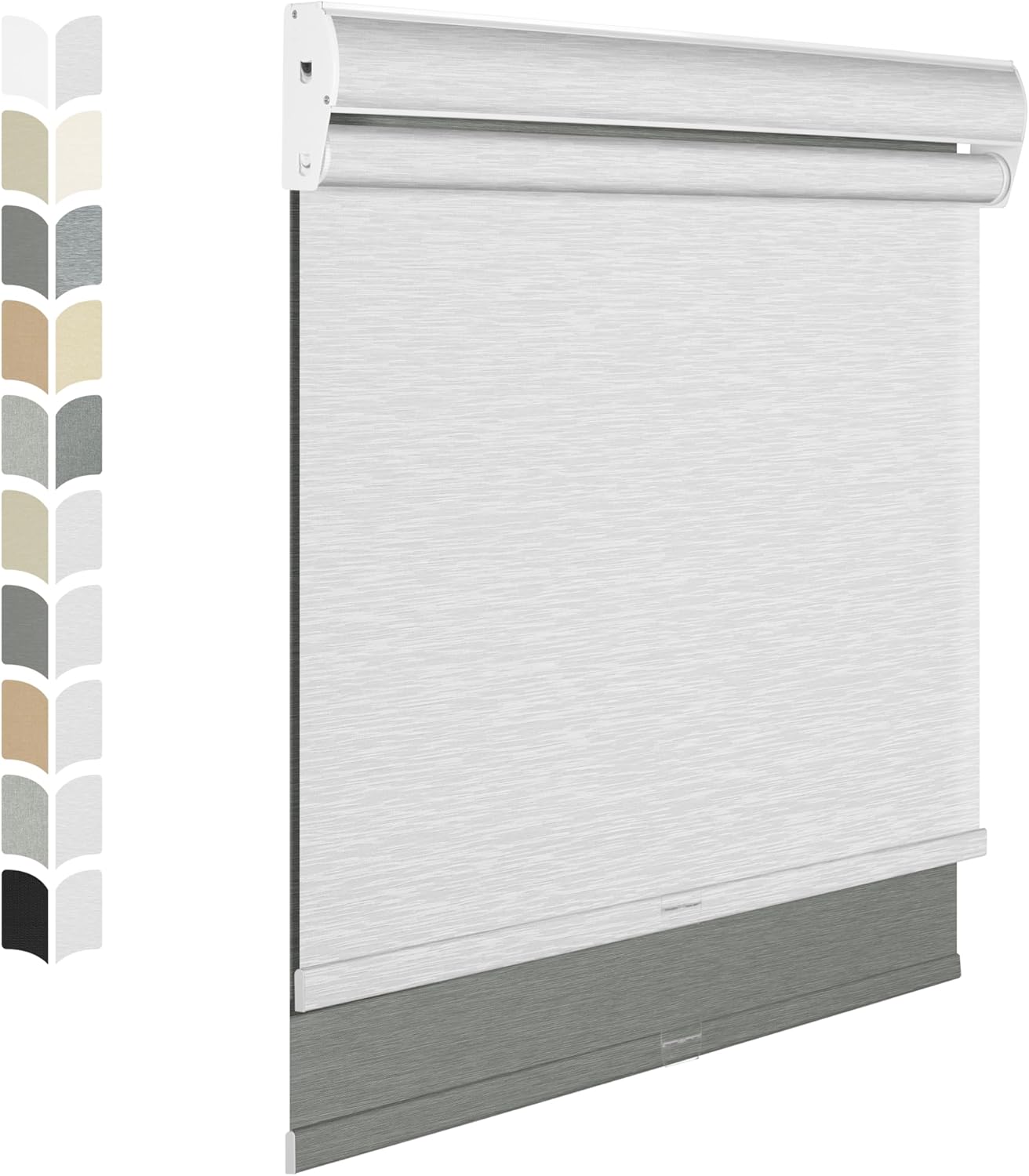 BERISSA Cordless Dual Roller Shades with Cassette Valance,Double Window Shades Blackout and Light Filtering Shades,Day and Night Roller Shades for Home Office Door.Grey and White.62 W x 36" H