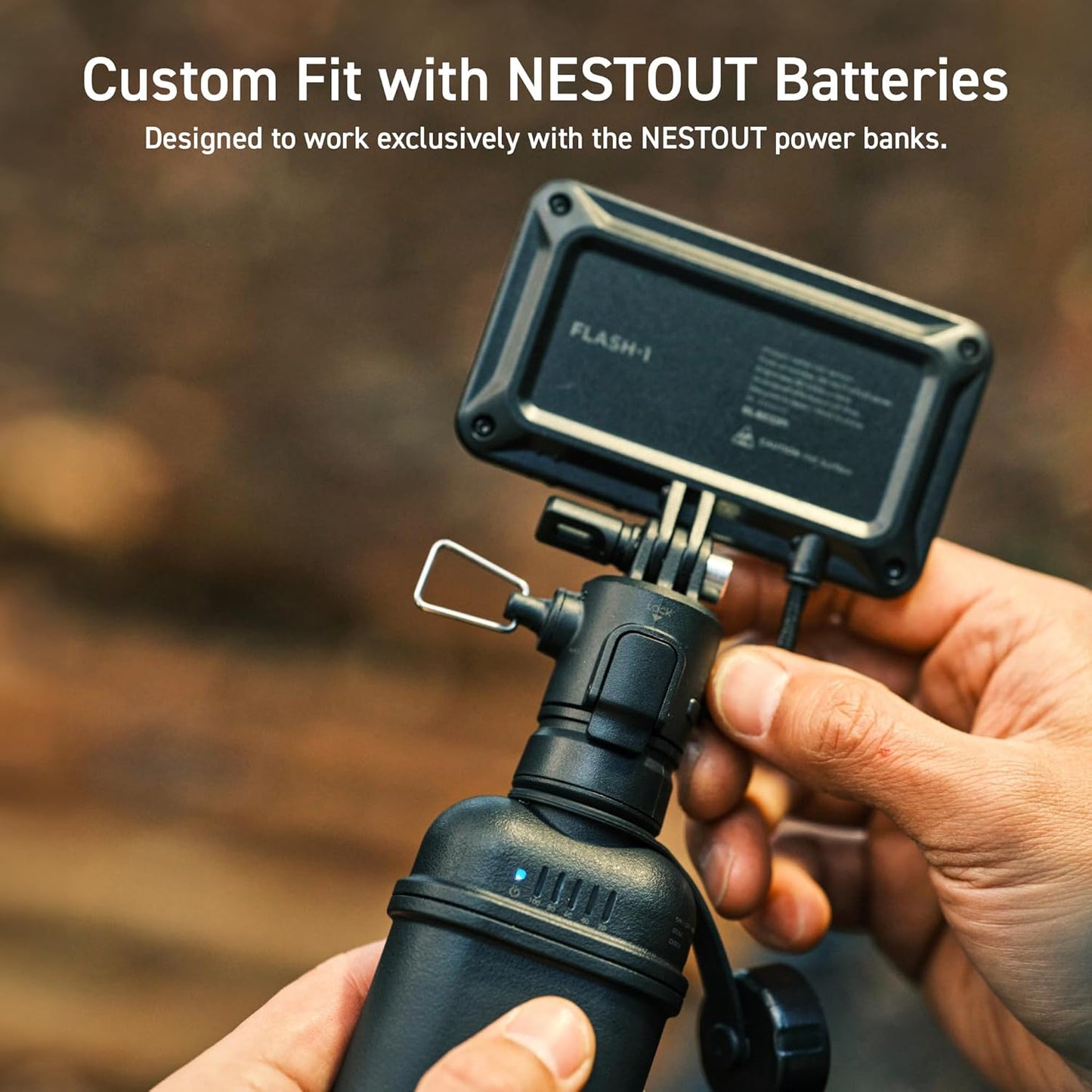 ELECOM NESTOUT Outdoor Camping LED Panel Flashlight w/ Mini Tripod, Dimmable USB Powered LED Light, IP44 Water Dust Resistant, 30-1000 Lumen, Portable Lantern for NESTOUT Power Bank, Beige (Flash-1)