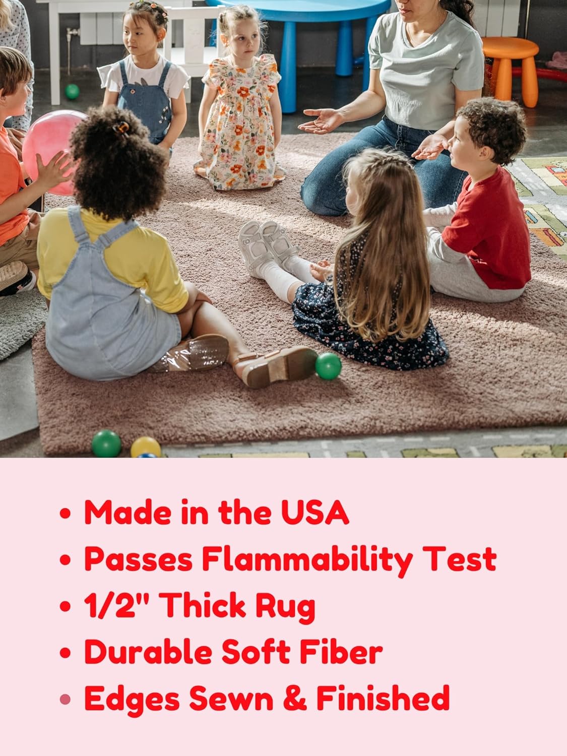 KOECKRITZ Soft and Colorful Kids Classroom Area Rugs (Passes Flammability Pill Test) Many Sizes and Bright Colors to Select from (4' Round, Lemon)