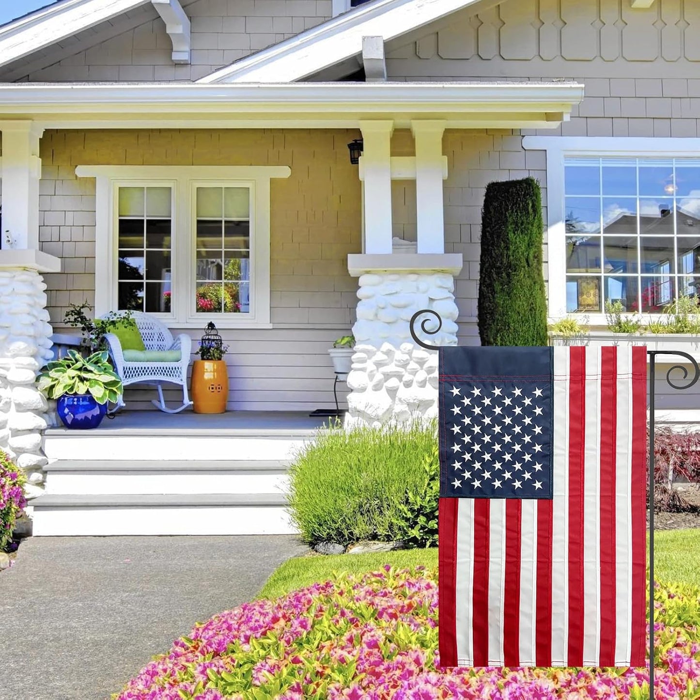 TOPFLAGS American Flag Garden Flag Embroidered Stars 12x18 Inch USA Small Flags for Yard US Flag Decor Outdoor