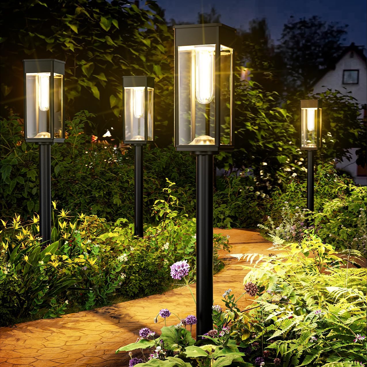 Solar Pathway Lights Outdoor,8 Pack Bright Solar Lights Outdoor,IP65 Waterproof Solar Garden Lights Solar Powered Landscape Lighting for Yard Patio Walkway Driveway Pathway (Warm White)