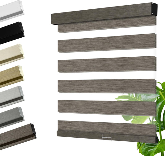 Cordless Zebra Blinds for Windows, Blackout Interior Blinds,Easy to Install,UV Protection,for Offices and Home,Custom Roller Shades, Mousse Dark Bown,67" W x 48" H